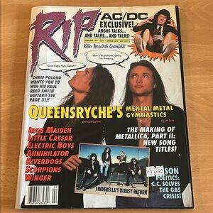 Vintage RIP Magazine Feb 1991 Queensrÿche Cover Megadeth AC/DC Metallica More!